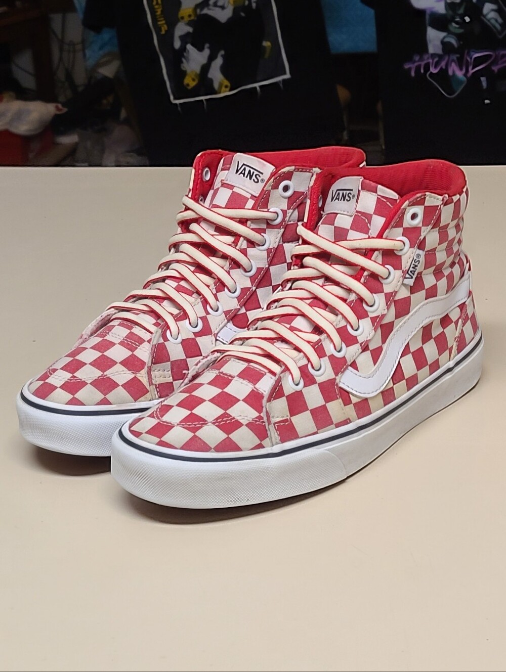 Vans Fillmore checkerboard hi top casual skateboard sneakers size 9